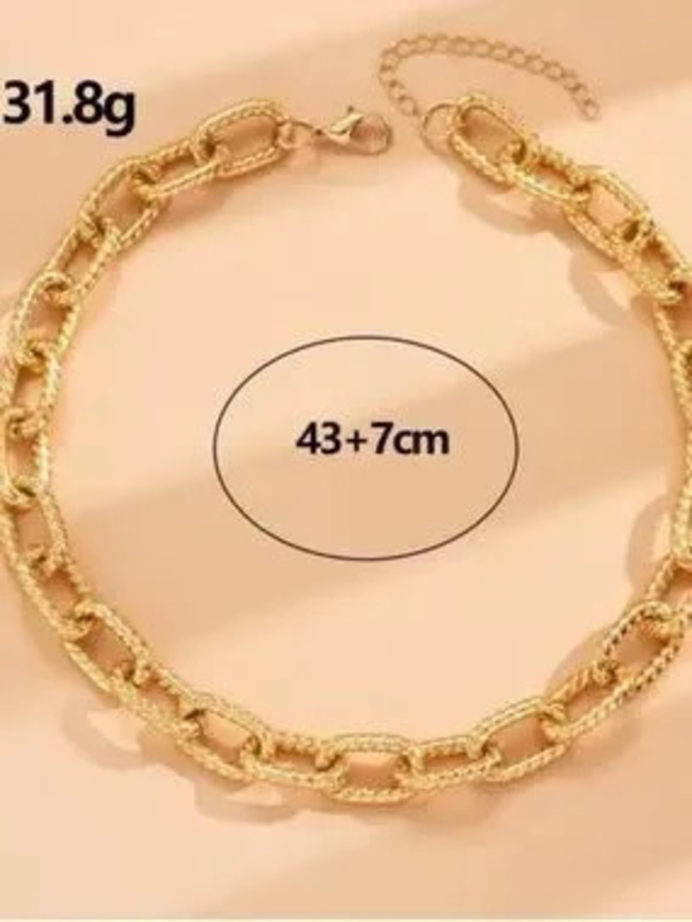 Modern Gold Rope Link Necklace - Picture 4 of 4